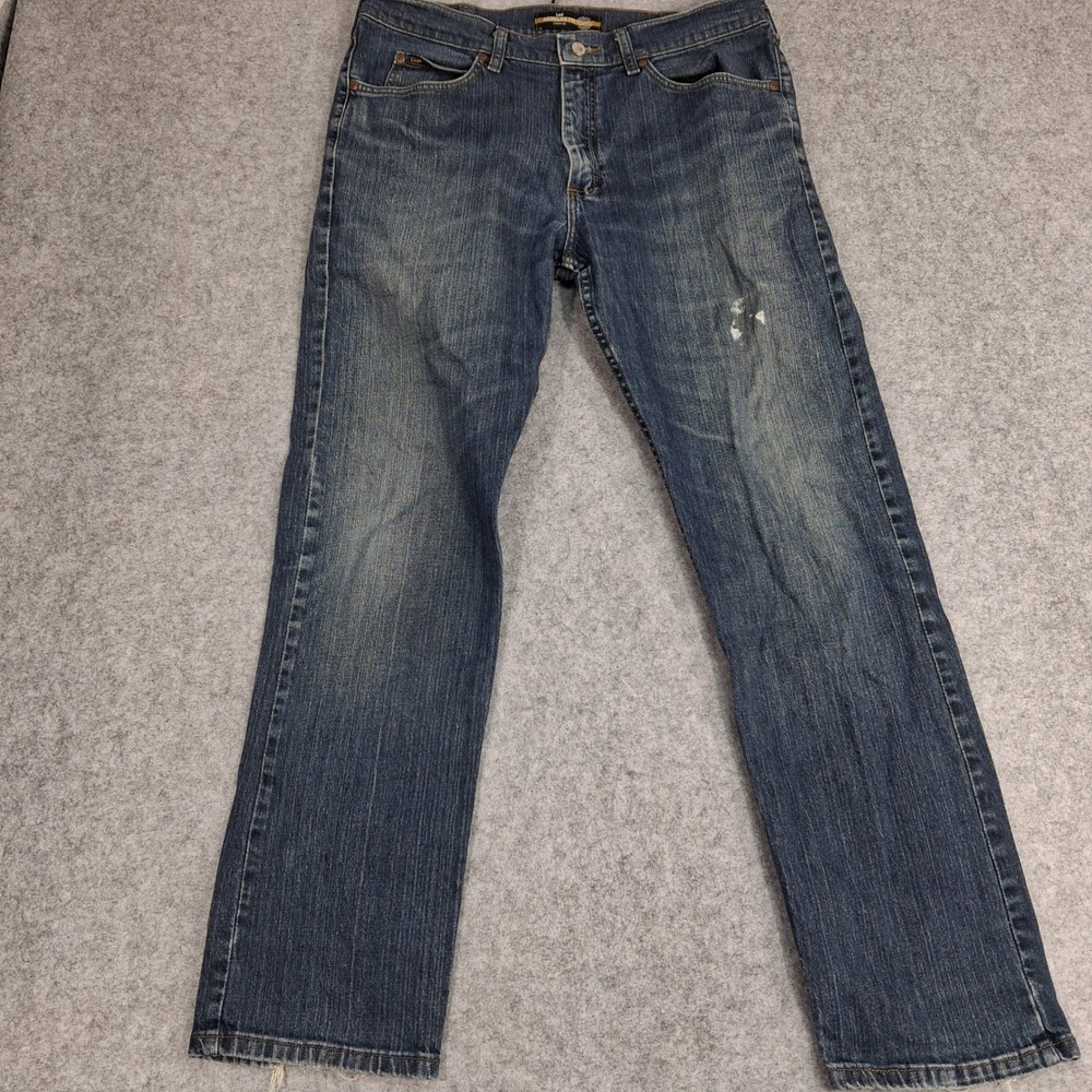 Lee Regular Fit Jeans Mens 36x32 Blue Straight Leg Stretch Denim 2008984